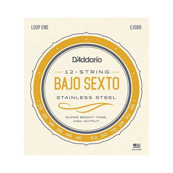 Комплект струн для бахо сексто, сталь, 26-92, D'Addario Bajo Sexto фото
