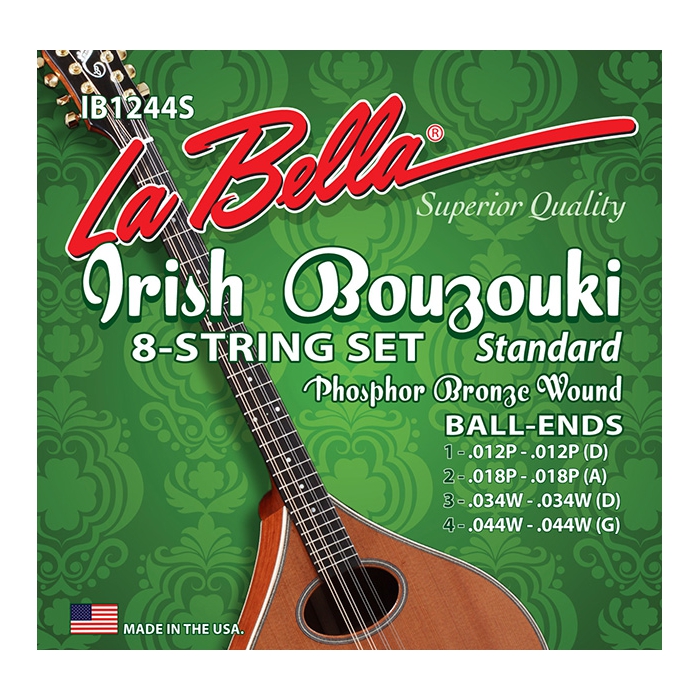 Комплект струн для ирландского бузуки, фосф.бронза, 12-44, La Bella фото